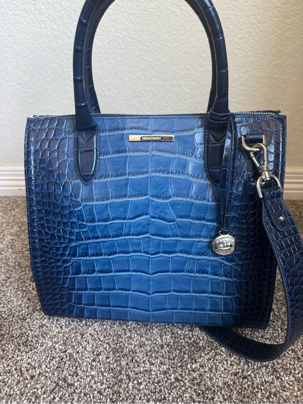 Brahmin Large Caroline Satchel (Heavenly Blue Lumeria)